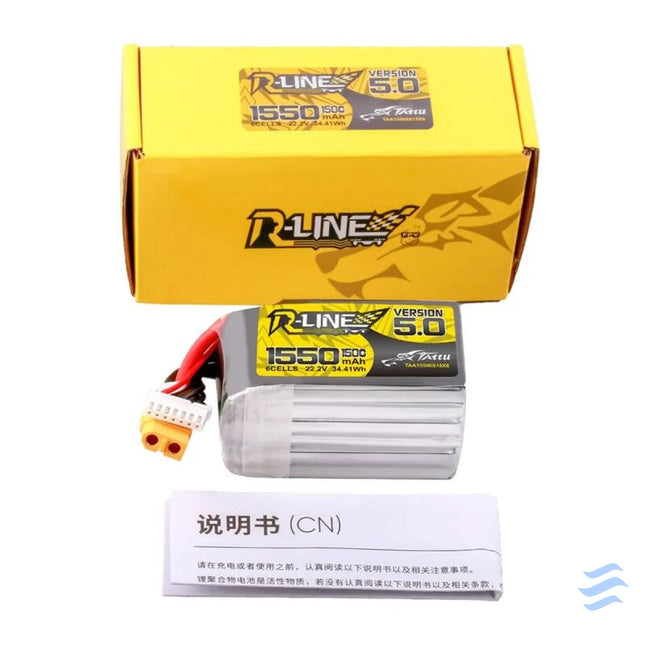Lipo Tattu R Line Version 5.0 1550mAh 22.2V 150C 6S battery with XT60 connector Lithium and NiMH