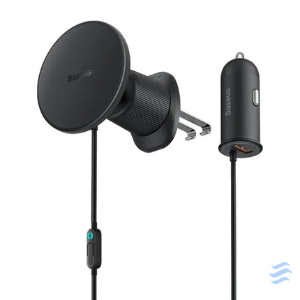 Magnetic Car Phone Holder Baseus CW01 to Ventilation Grid with car charger USB A 15W + 25W (black) Phone holders