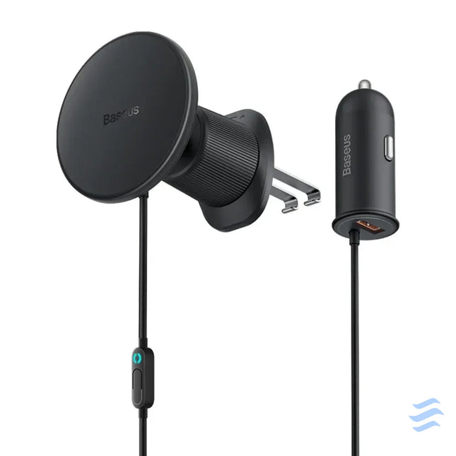 Magnetic Car Phone Holder Baseus CW01 to Ventilation Grid with car charger USB A 15W + 25W (black) Phone holders