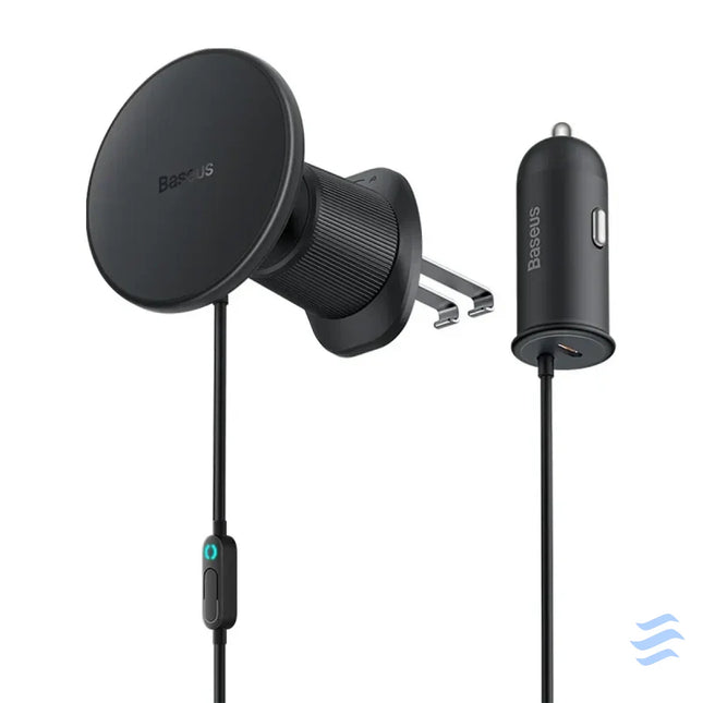 Magnetic Car Phone Holder Baseus CW01 to Ventilation Grid with car charger USB C 15W + 25W (black) Phone holders
