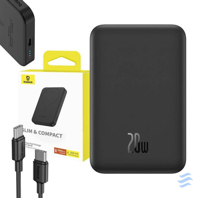 Magnetic Mini Powerbank Baseus 5000mAh USB C 20W (black) Powerbanks