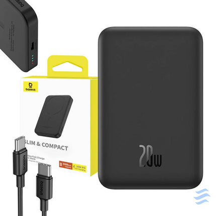 Magnetic Mini Powerbank Baseus 5000mAh USB C 20W (black) Powerbanks