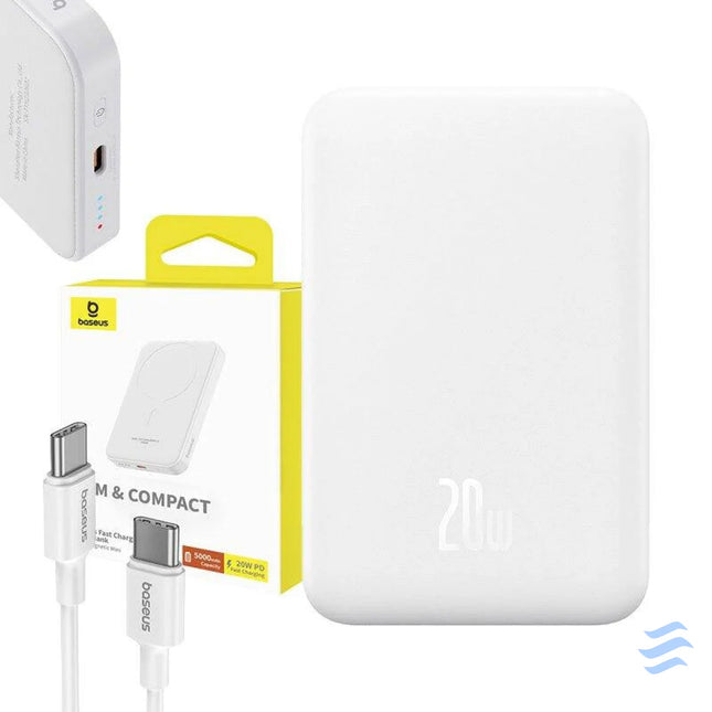Magnetic Mini Powerbank Baseus 5000mAh USB C 20W (white) Powerbanks