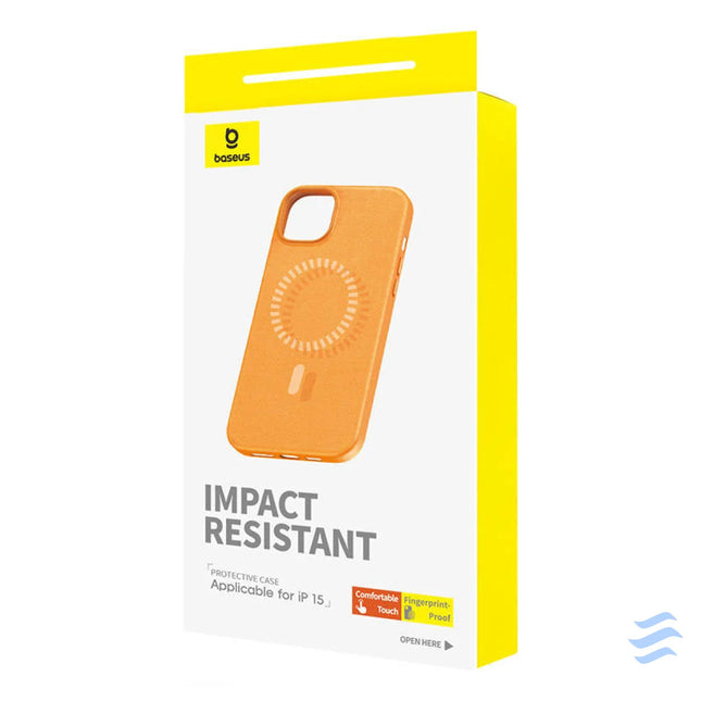 Magnetic Phone Case for iPhone 15 Baseus Fauxther Series (Orange) Protective cases for smartphones