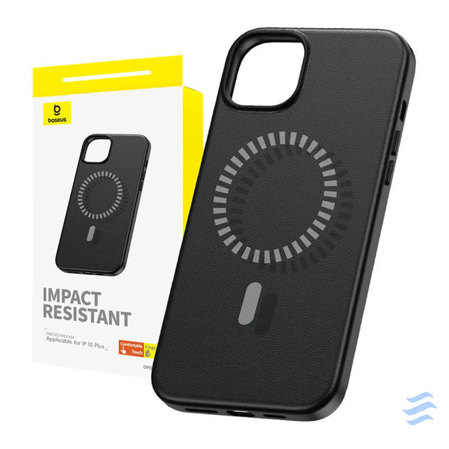 Magnetic Phone Case for iPhone 15 Plus Baseus Fauxther Series (Black) Protective cases for smartphones