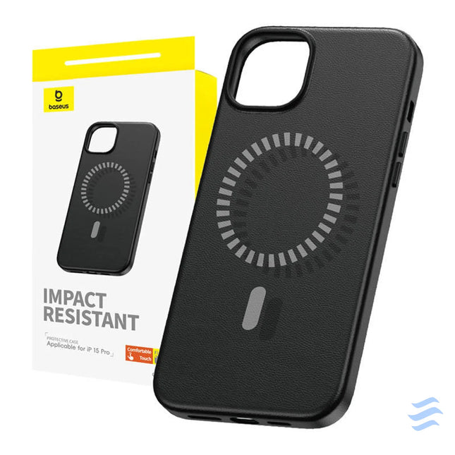 Magnetic Phone Case for iPhone 15 Pro Baseus Fauxther Series (Black) Protective cases for smartphones