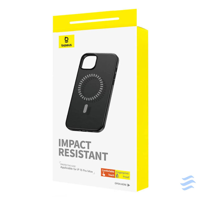 Magnetic Phone Case for iPhone 15 ProMax Baseus Fauxther Series (Black) Protective cases for smartphones