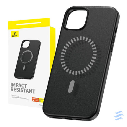 Magnetic Phone Case for iPhone 15 ProMax Baseus Fauxther Series (Black) Protective cases for smartphones