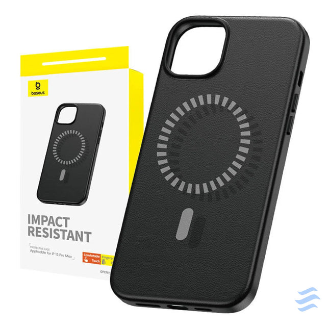 Magnetic Phone Case for iPhone 15 ProMax Baseus Fauxther Series (Black) Protective cases for smartphones