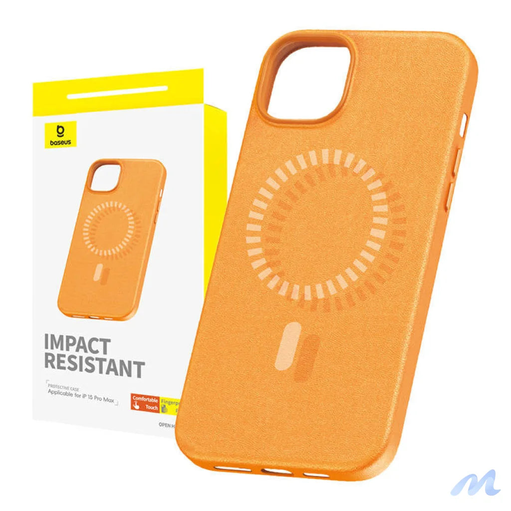 Magnetic Phone Case for iPhone 15 ProMax Baseus Fauxther Series (Orange)