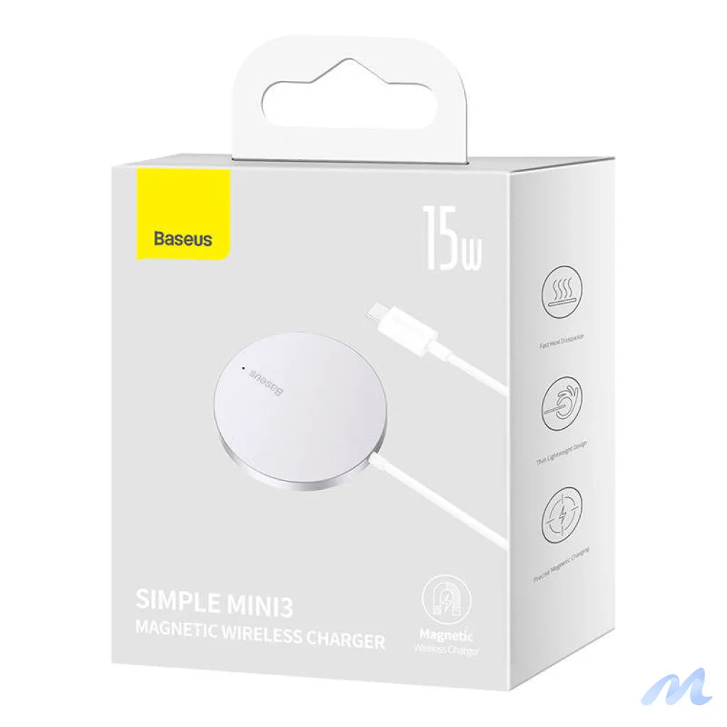 Magnetic Wireless Charger Baseus Simple Mini3 15W (Silver)
