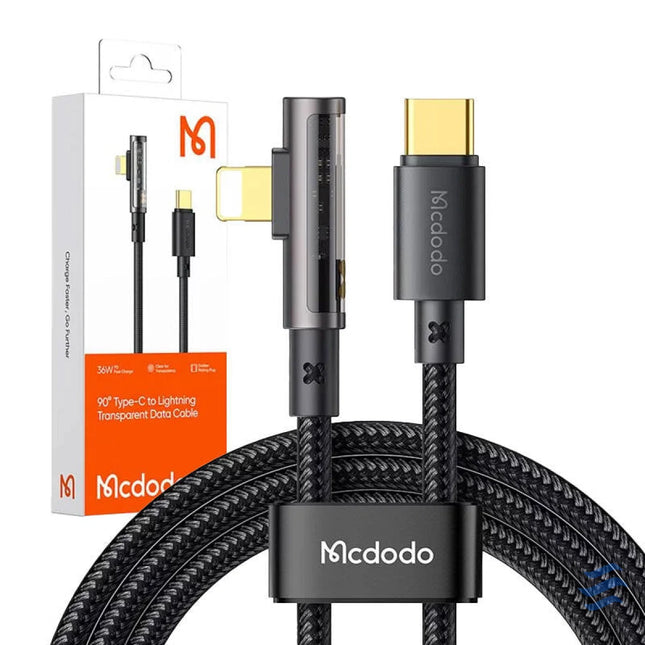 McDodo CA 3390 36W 1.2m USB C to Lightning angle cable (black) USB C to Lightning