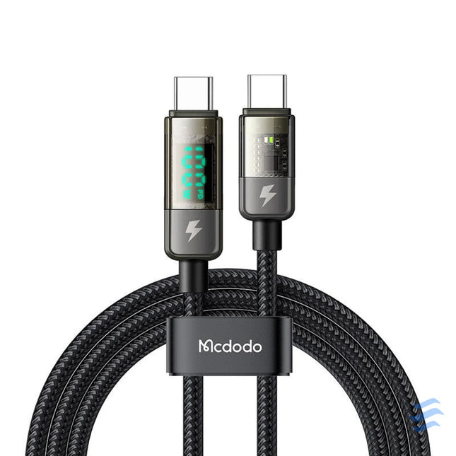 Mcdodo CA 3611 USB C to USB C cable auto power off PD 100W 1.8m (black) USB C to USB C