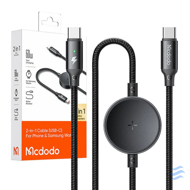 Mcdodo CA 4170 2 in 1 USB C cable + Samsung Watch wireless charger 60W 1.5m Combo Cables