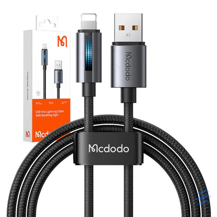 Mcdodo CA 5660 USB A to Lightning cable with flashing light 1.2m (black) USB to Lightning