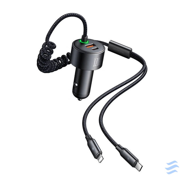 Mcdodo CC 0370 car charger USB C Lightning 120W retractable cables Car chargers