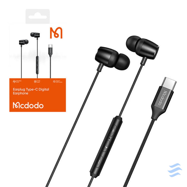 Mcdodo HP 1050 in ear wired headphones USB C (black) Wired