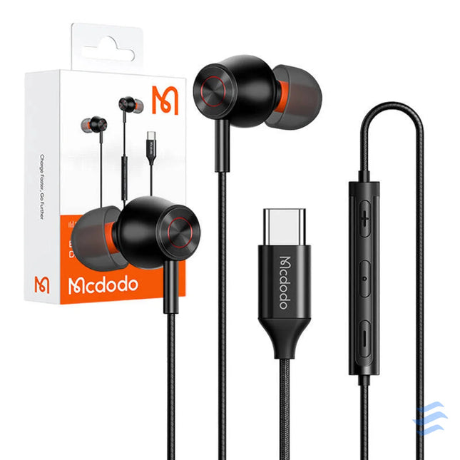 Mcdodo HP 3490 in ear wired headphones USB C (black) Wired