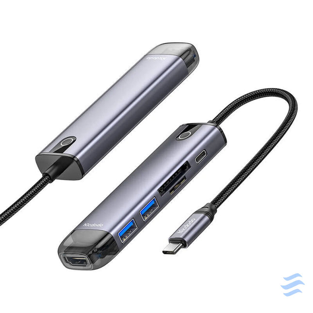 Mcdodo HU 7420 6 in 1 USB C Hub (USB C USB3.0*2 SD TF HDMI) Hubs