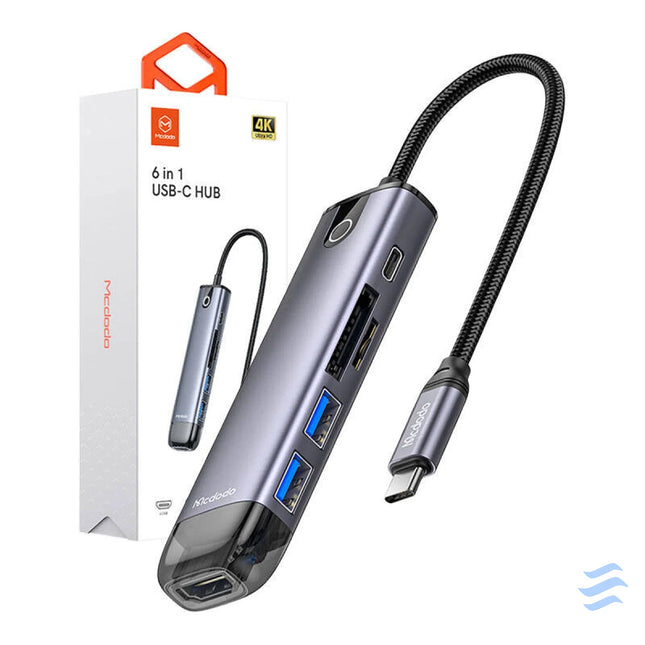 Mcdodo HU 7420 6 in 1 USB C Hub (USB C USB3.0*2 SD TF HDMI) Hubs