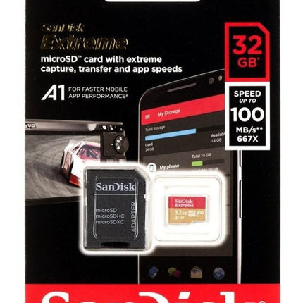 Memory card SanDisk Extreme microSDHC 32GB 100/60 MB/s V30 A1 U3 4K (SDSQXAF 032G GN6MA) Memory cards