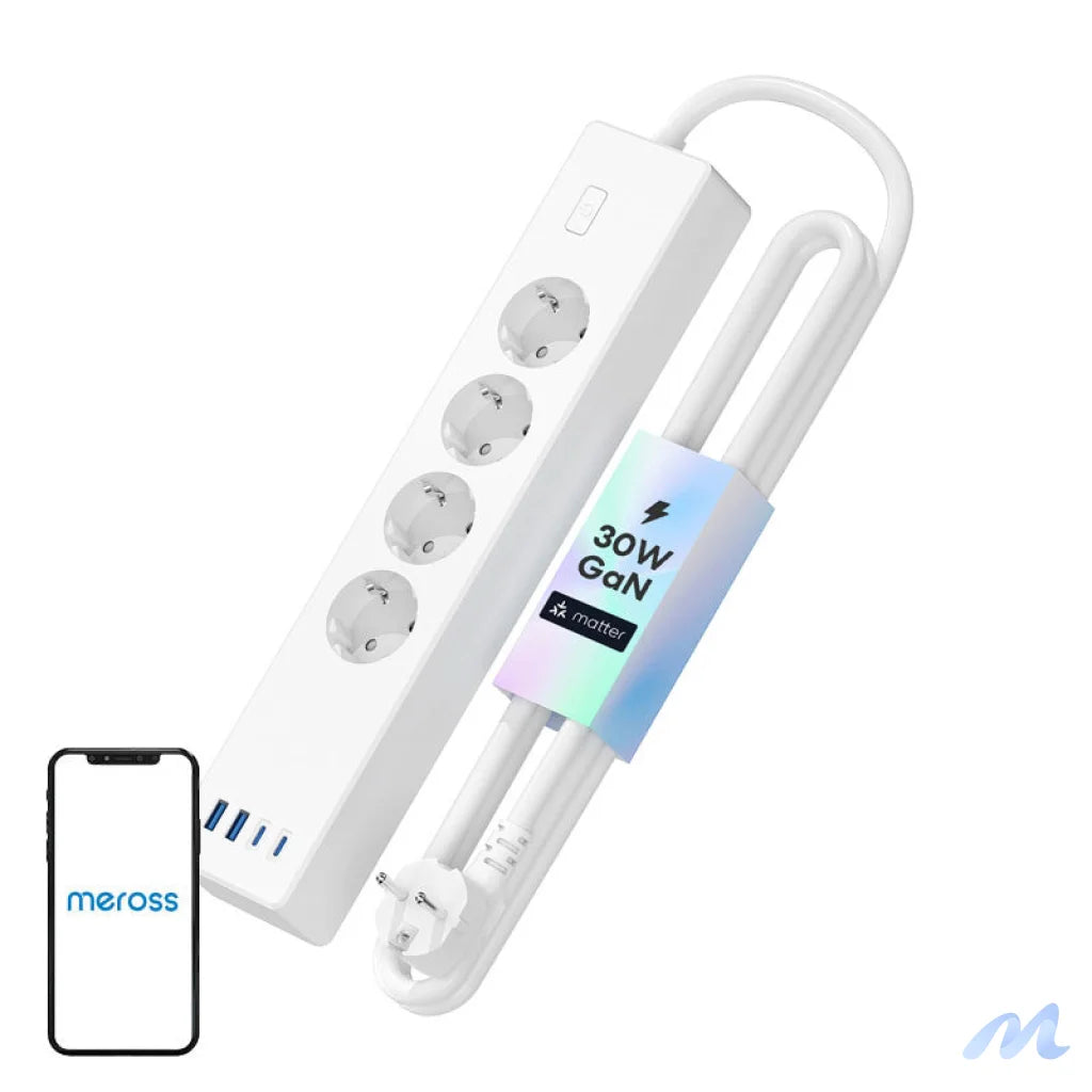 Meross MSP844(EU) smart fast charging power strip, 4 outlets + 2x USB-A + 2x USB-C (Matter)