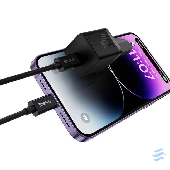 Mini wall charger Baseus GaN5 30W (black) mains chargers