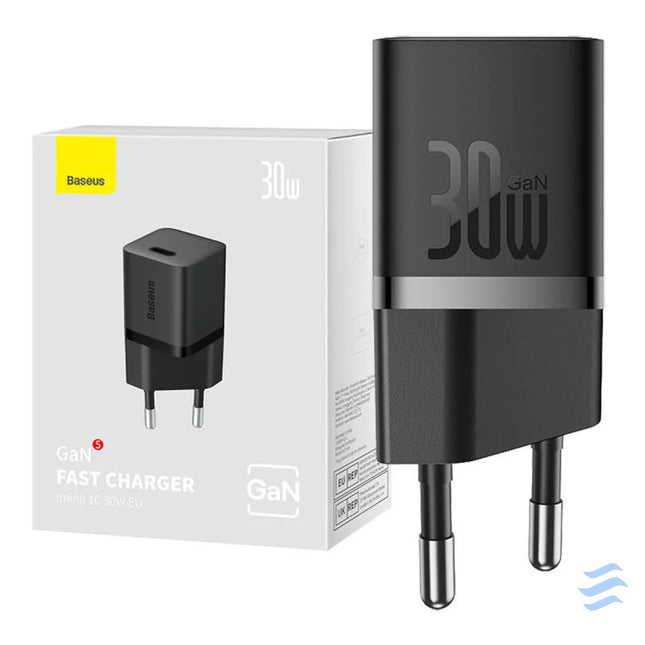 Mini wall charger Baseus GaN5 30W (black) mains chargers