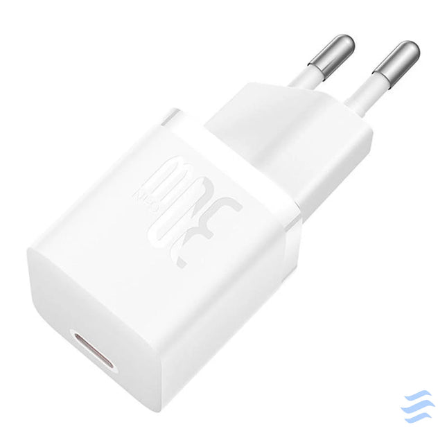 Mini wall charger Baseus GaN5 30W (white) mains chargers