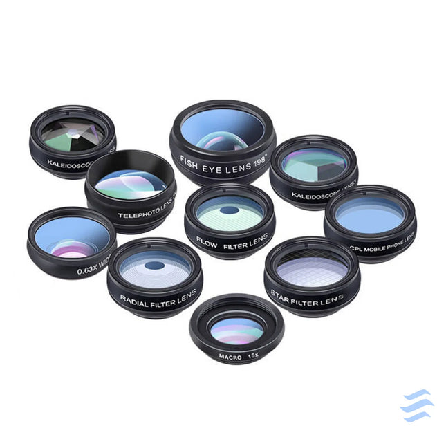 Mobile lens kit APEXEL APL DG10 10 in 1 (black) Phone lenses