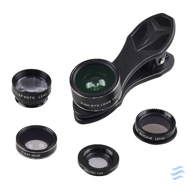 Mobile lens kit APEXEL APL DG5H 5 in 1 universal (black) Phone lenses