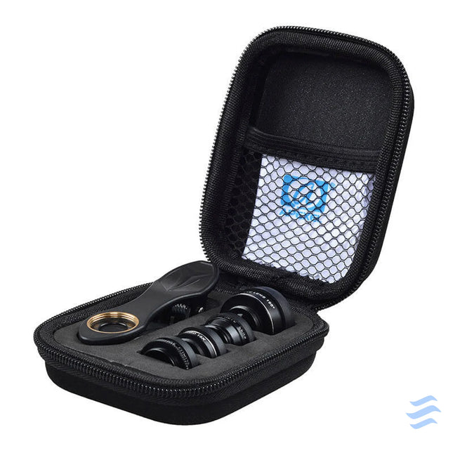 Mobile lens kit APEXEL APL DG5H 5 in 1 universal (black) Phone lenses