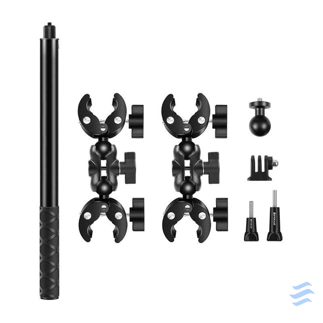 Motorcycle/bicycle mount PULUZ with two clamps and selfie stick 150 cm Straps mounts and holders