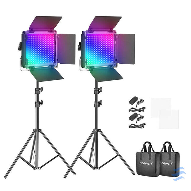 Neewer 660 PRO RGB LED studio set two 50W 3200 5600K lamps + tripods + gates Sets