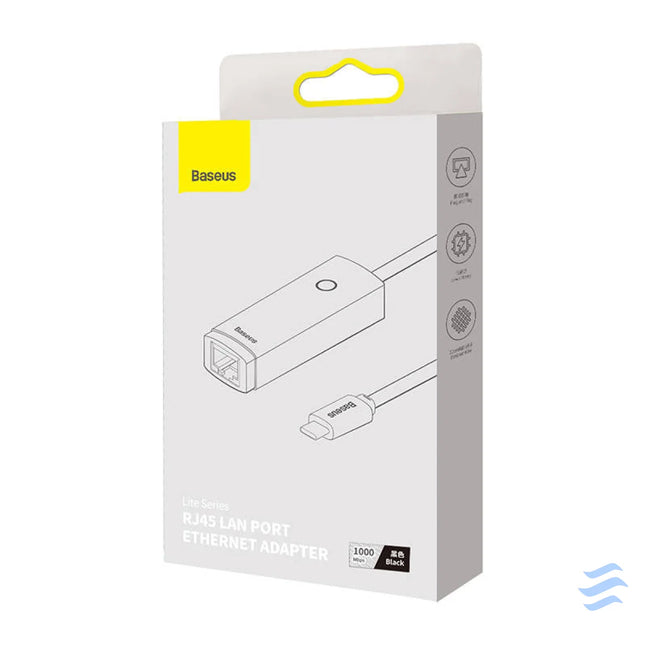 Network adapter Baseus Lite Series USB C to RJ45 (black) Adapters connectors and converters