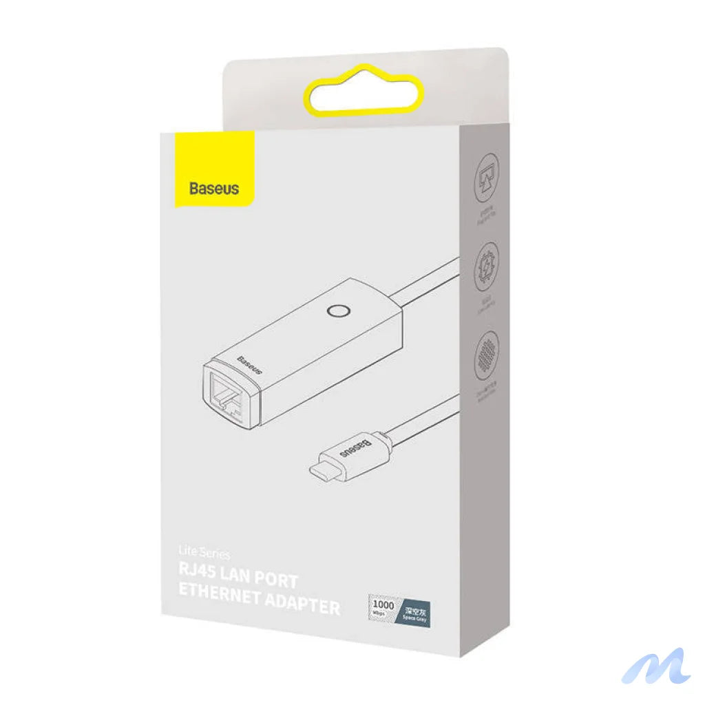 Network adapter Baseus Lite Series USB-C to RJ45 (grey)