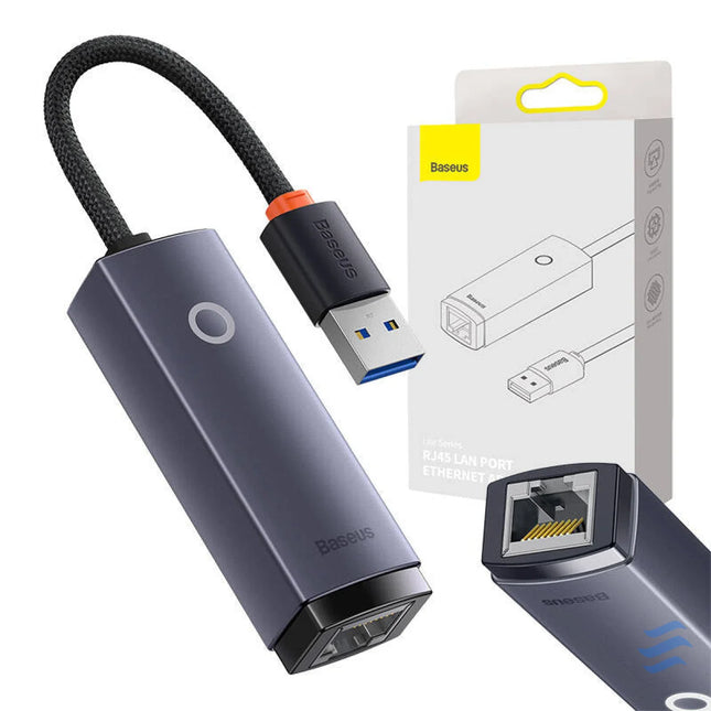 Network adapter Baseus Lite Series USB to RJ45 1000Mbps (grey) Adapters connectors and converters