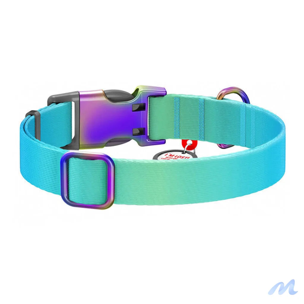 Nylon collar with QR code for Waudog gradient dog, blue , size XL