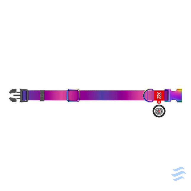 Nylon dog collar with QR code WAUDOG 15 mm wide 25 35 cm long purple Walking and transportation