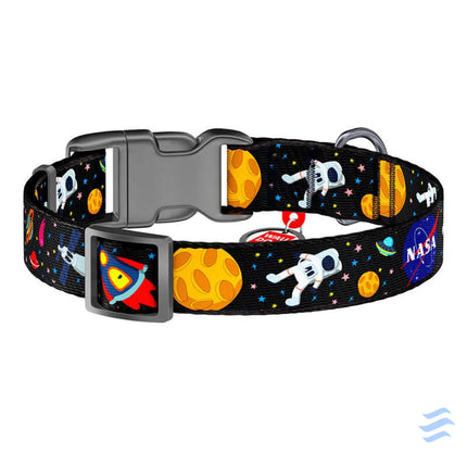 Nylon dog collar with QR code Waudog ’NASA’ size M Walking and transportation