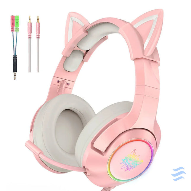 ONIKUMA K9 Pink RGB Gaming Headphones Over ear
