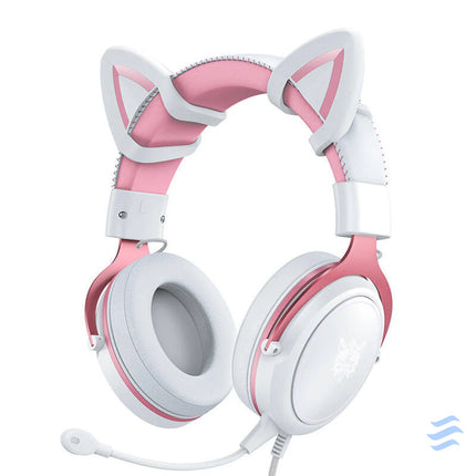 ONIKUMA X10 White/Pink/Cat Ears Gaming Headphones Wired