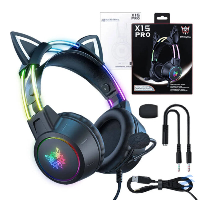ONIKUMA X15 PRO Gaming headset Cat (Black) Wired