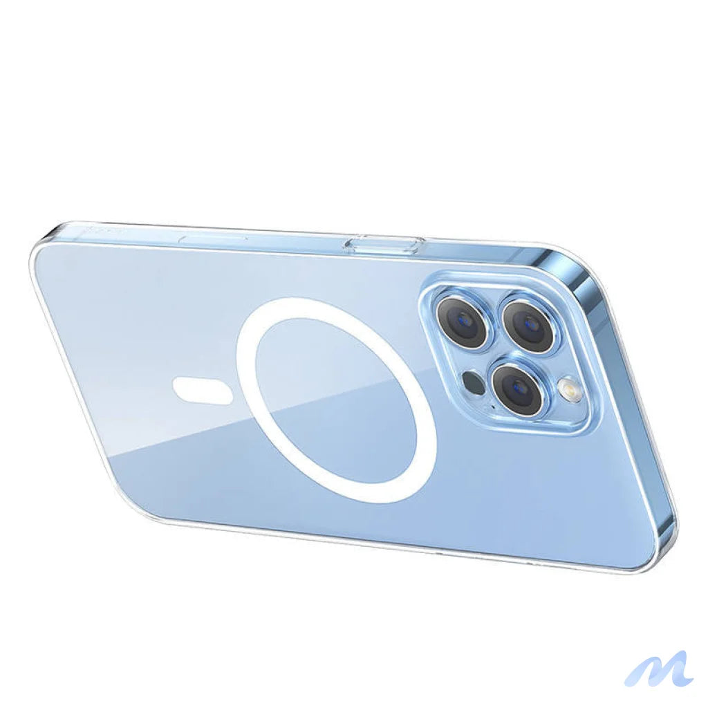 Phone case Baseus Magnetic Crystal Clear for iPhone 13 Pro (transparent) with all-tempered-glass screen protector and cleaning kit