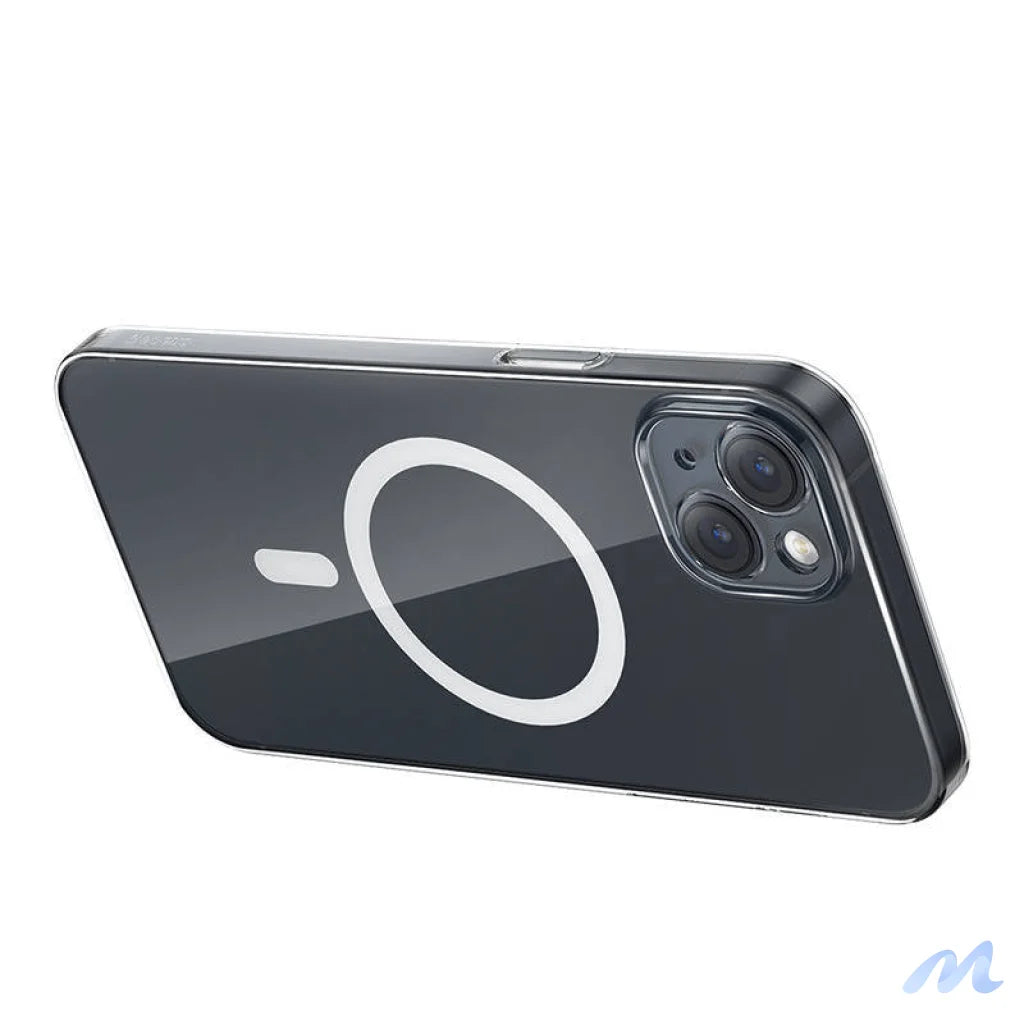 Phone case Baseus Magnetic Crystal Clear for iPhone 13 (transparent) with all-tempered-glass screen protector and cleaning kit