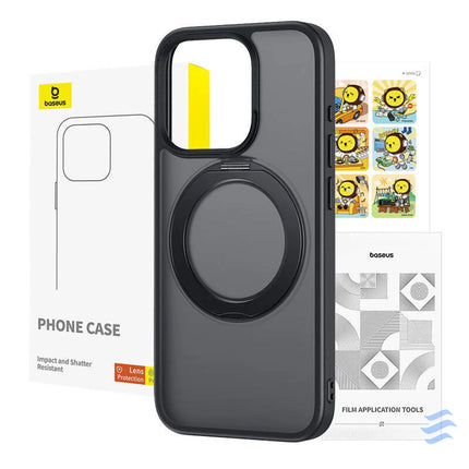 Phone Case Baseus SkyRing Magnetic with Stand for iP 13 Pro + tempered glass and cleaning kit (black) Protective cases