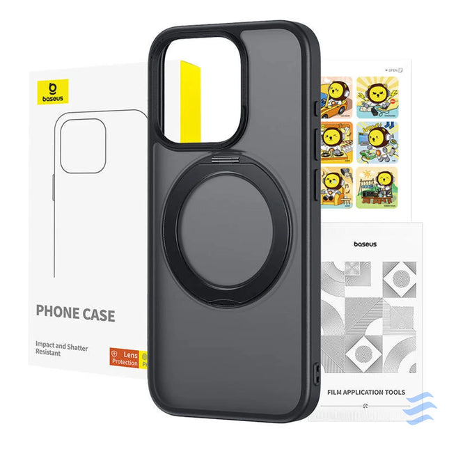 Phone Case Baseus SkyRing Magnetic with Stand for iP 13 Pro + tempered glass and cleaning kit (black) Protective cases