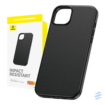 Phone Case for iPhone 15 Plus Baseus Fauxther Series (Black) Protective cases for smartphones