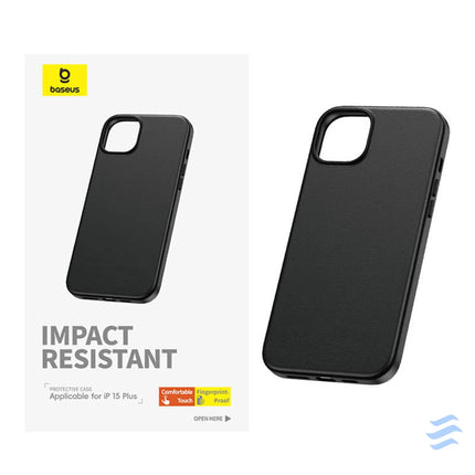 Phone Case for iPhone 15 Plus Baseus Fauxther Series (Black) Protective cases for smartphones