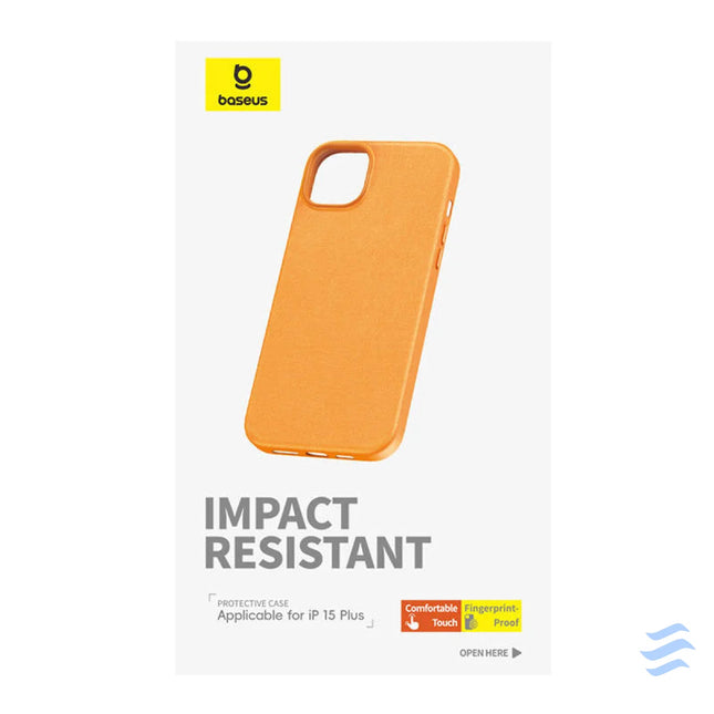 Phone Case for iPhone 15 Plus Baseus Fauxther Series (Orange) Protective cases for smartphones